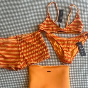 Triangl Swimwear Orange Striped Bikini Set